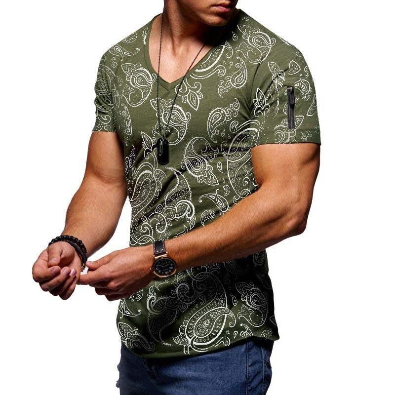 New Men's Summer Printed T-shirt With A Casual Round Collar