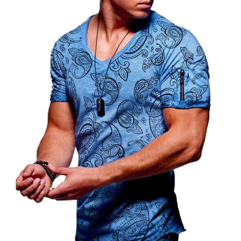 New Men's Summer Printed T-shirt With A Casual Round Collar