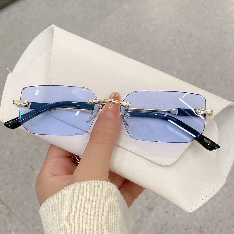 Trendy Rimless Cut Edge Sunglasses With UV Protection