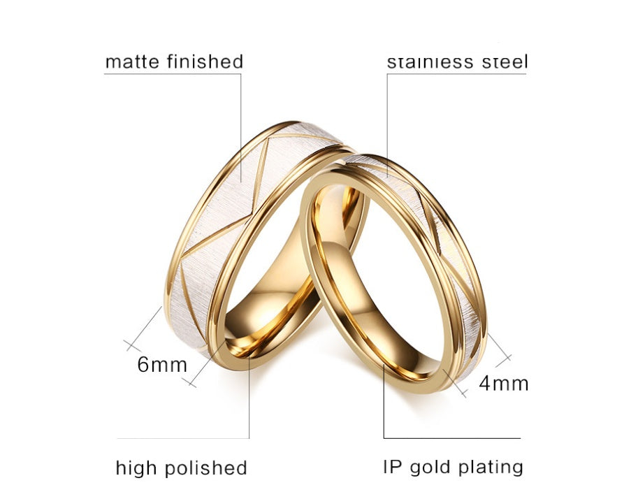 Electroplated golden couple ring