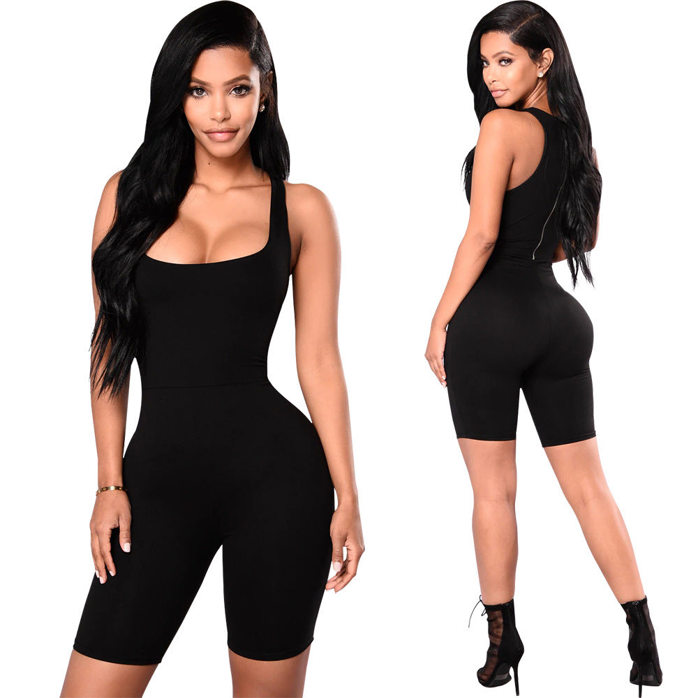 Women's Square Collar Tight Jumpsuit