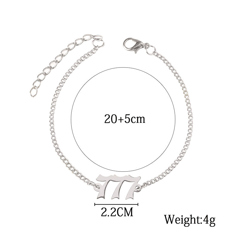 Lucky Number 777 Stainless Steel Bracelet