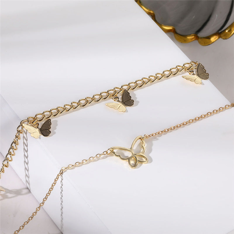 Butterfly Choker Necklace Jewelry Layered-Chain Female Women