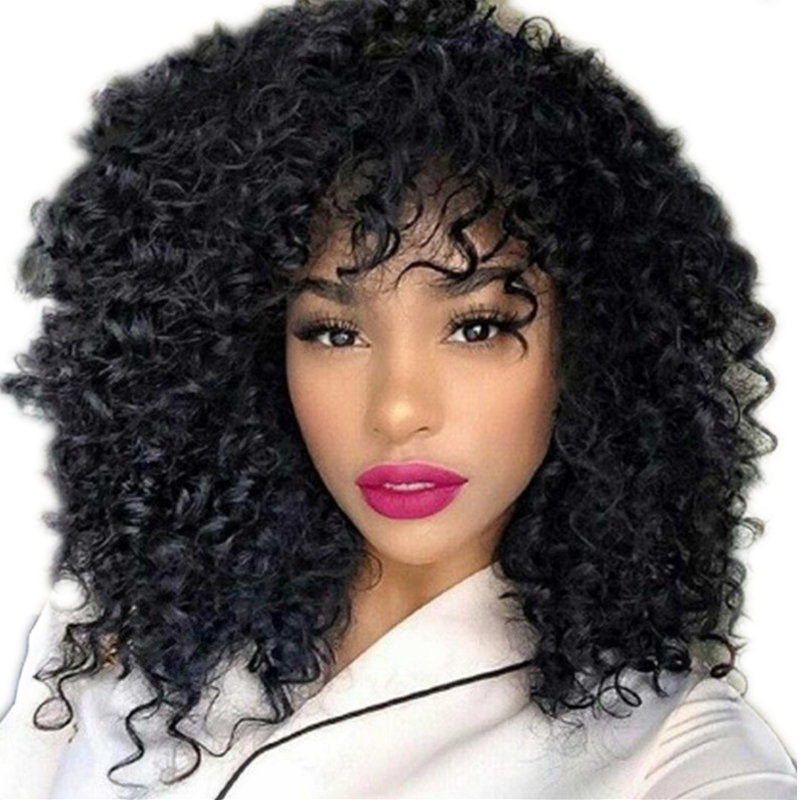 European And American Wigs,African Short Curly Hair Female Wigs,Small Curly Bangs,Long Curly Hair Wigs