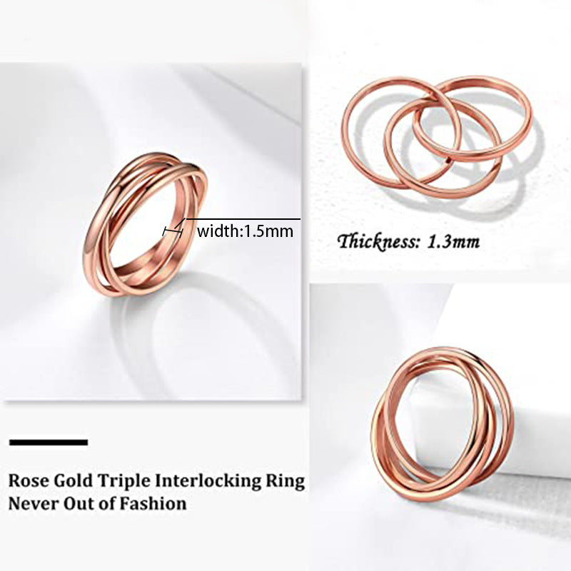 Three-ring Rotating Ring For Couple Creative Personalized Rings Women Geometric