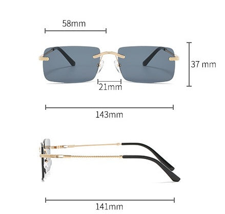 Frameless Square Fashion Sunglasses Men And Women Metal Sunglasses