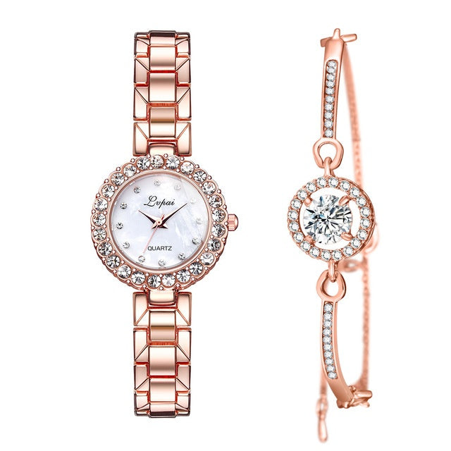 Watches-Set Bangle Clock Bracelet Wrist-Watch Quartz Women Fashion Brand Luxury