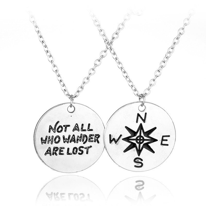 Compass compass letter necklace