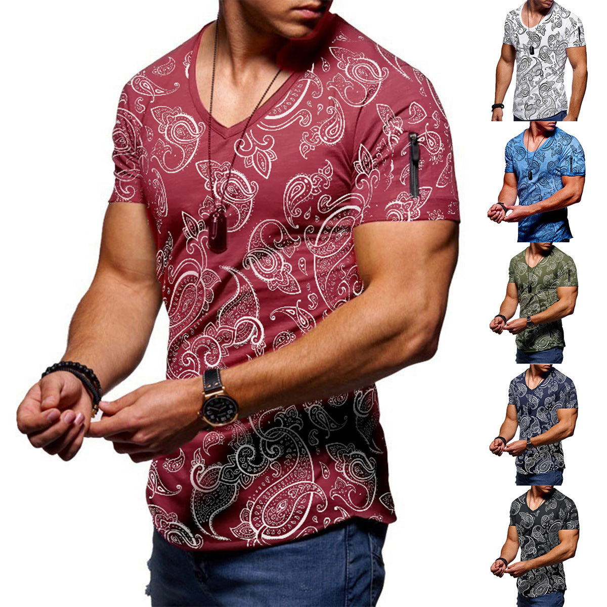 New Men's Summer Printed T-shirt With A Casual Round Collar