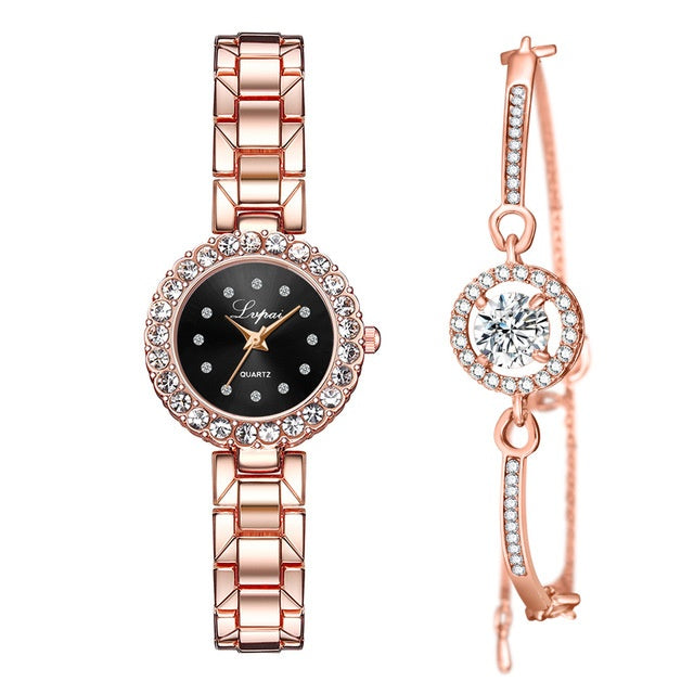 Watches-Set Bangle Clock Bracelet Wrist-Watch Quartz Women Fashion Brand Luxury