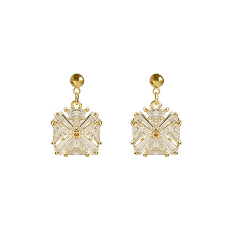 Female square zircon geometric earrings