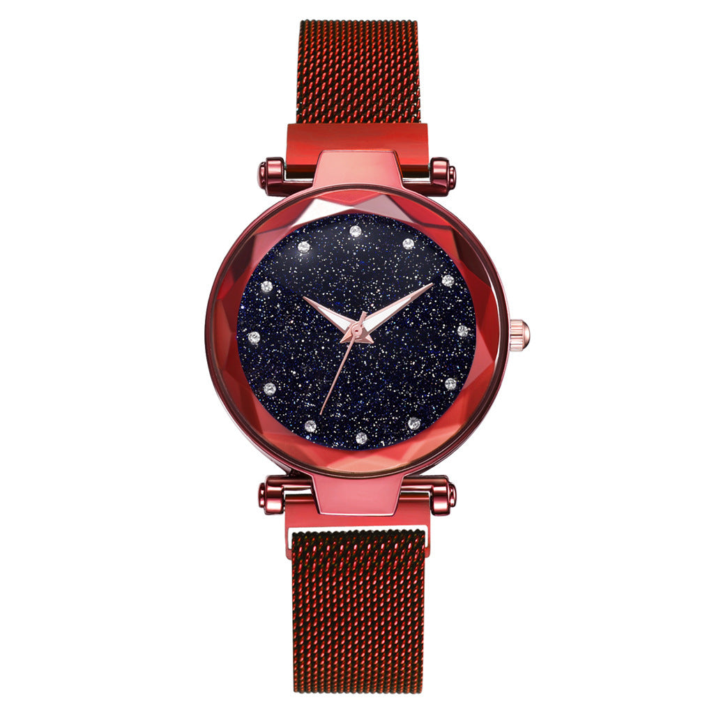 Luxury Women Watches Bracelet Set Fashion Elegant Magnet Buckle Ladies Starry Sky Watch Set