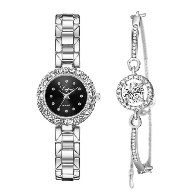 Watches-Set Bangle Clock Bracelet Wrist-Watch Quartz Women Fashion Brand Luxury