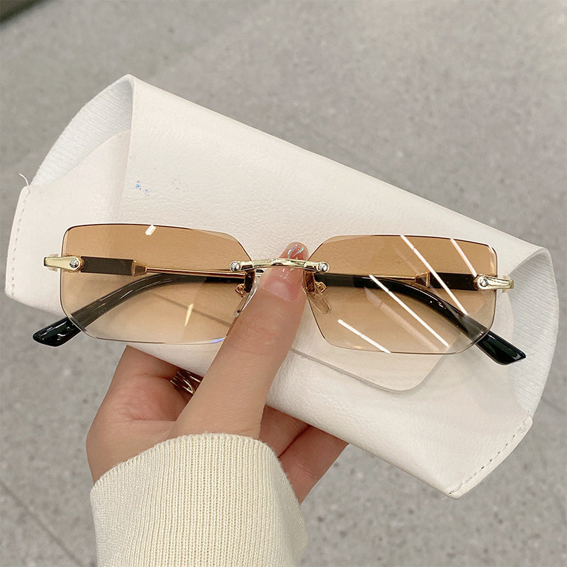 Trendy Rimless Cut Edge Sunglasses With UV Protection