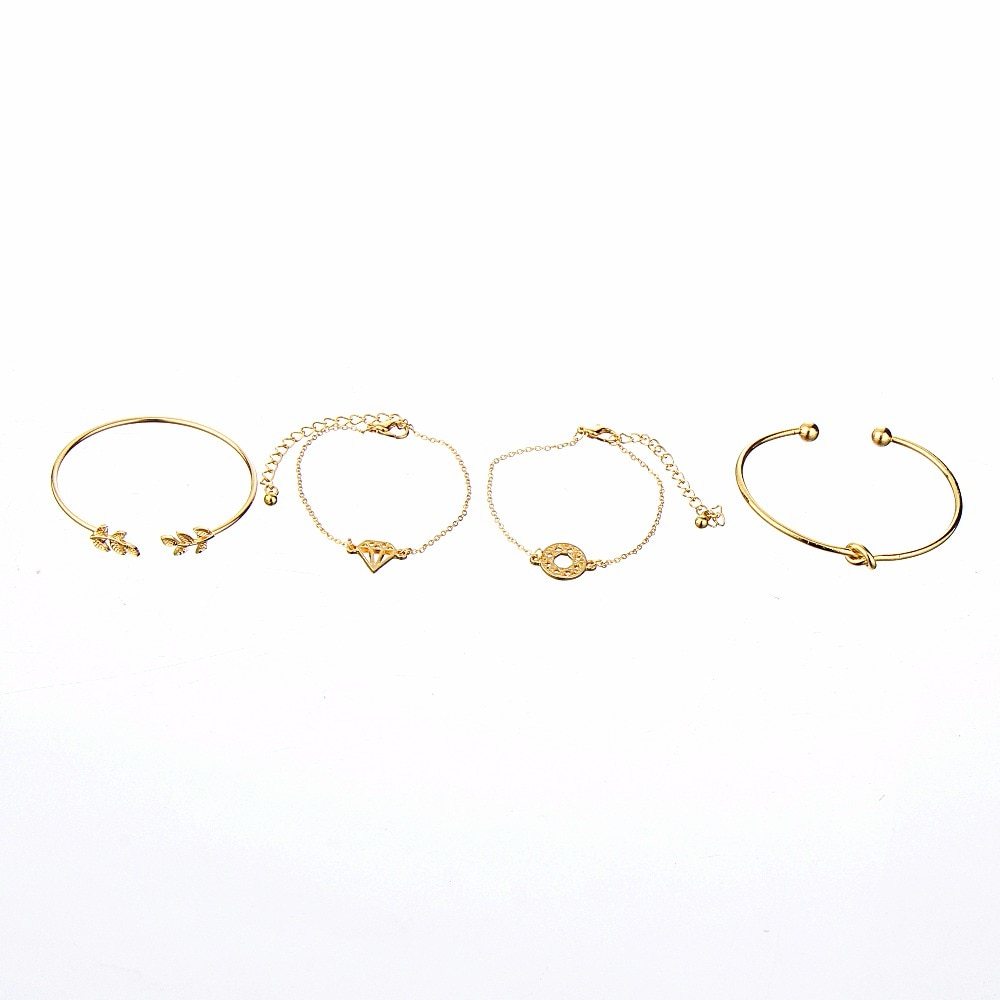 Leaf Knot Hand Cuff Link Chain Charm Bracelet Bangle For Women Gold Bracelets  Jewelry 6115