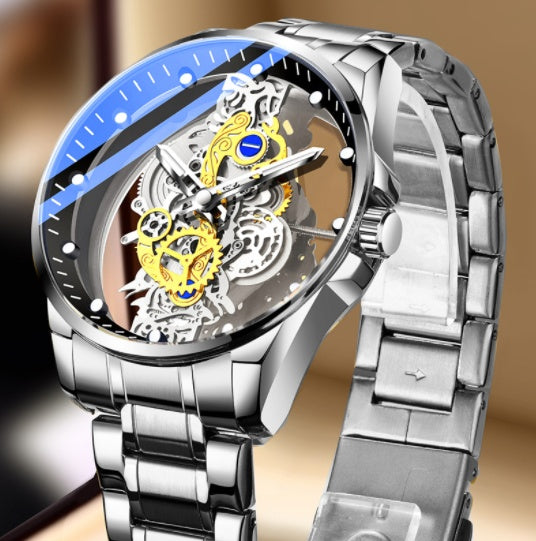 Men Watch Skeleton Automatic Quartz Watch Gold Skeleton Vintage Mens Watches