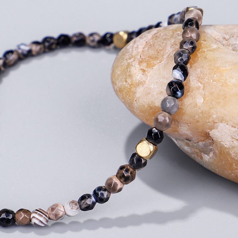 3mm Natural Stone Beads Tibetan Stone Beads Stretch Bracelet For  Women