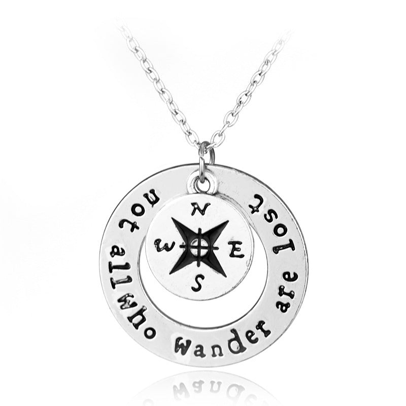 Compass compass letter necklace