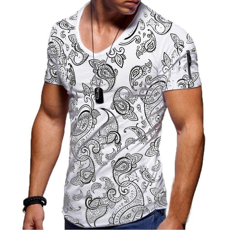 New Men's Summer Printed T-shirt With A Casual Round Collar