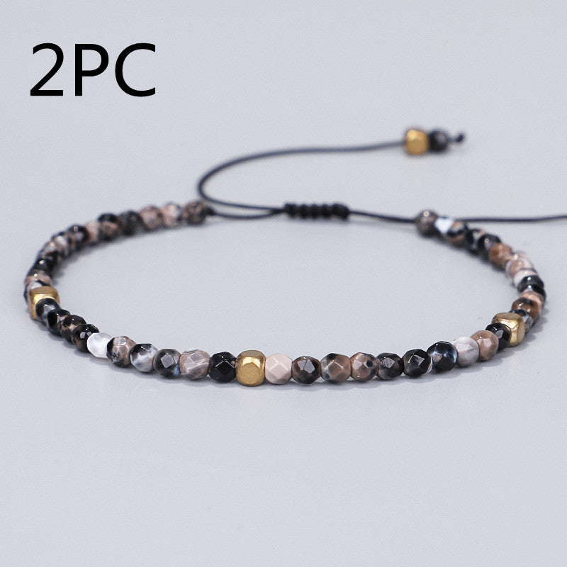 3mm Natural Stone Beads Tibetan Stone Beads Stretch Bracelet For  Women