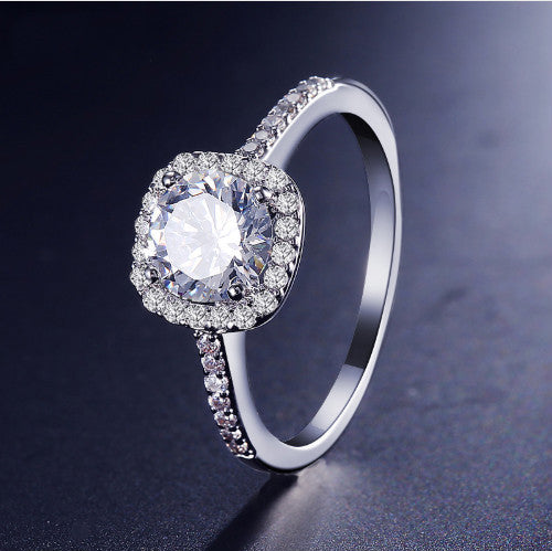 Wedding Rings for Women Silver Color Jewelry Luxury Rings Engagement Square Cubic Zirconia