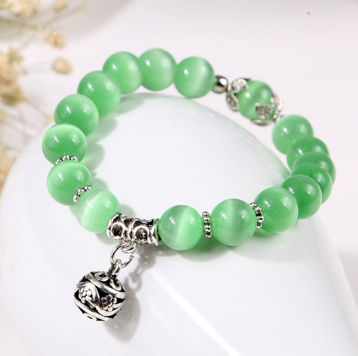 Natural opal beads bracelets vintage stainless steel braceletes for women