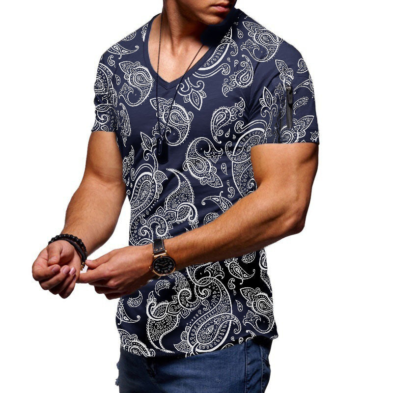 New Men's Summer Printed T-shirt With A Casual Round Collar