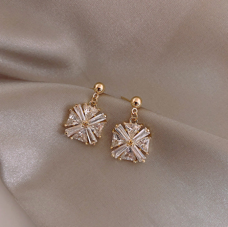 Female square zircon geometric earrings