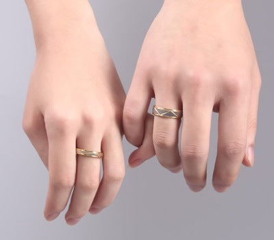 Electroplated golden couple ring