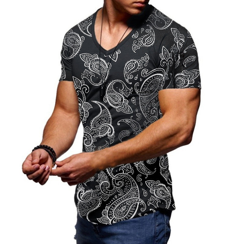 New Men's Summer Printed T-shirt With A Casual Round Collar