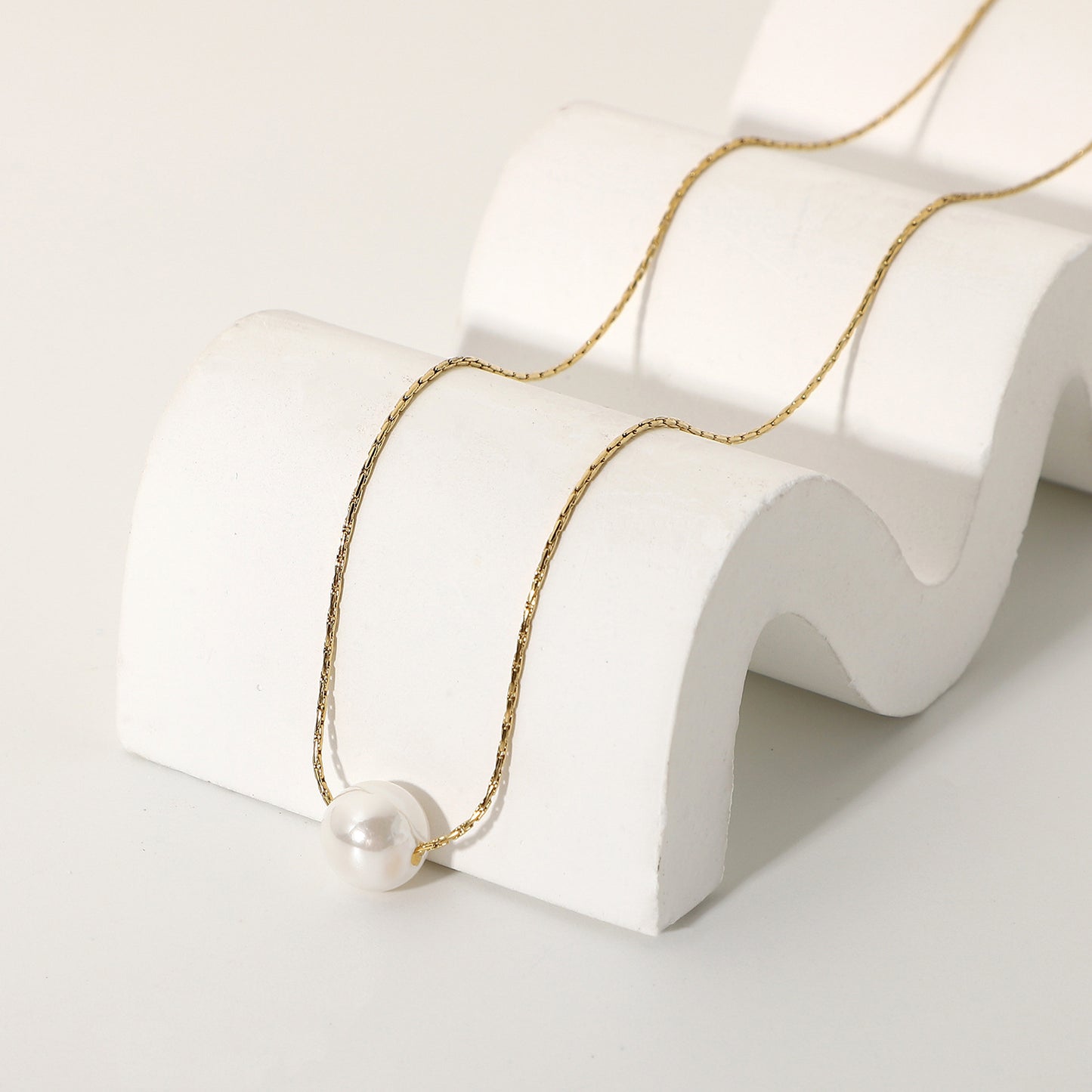 Simple 14K Stainless Steel Pearl Necklace