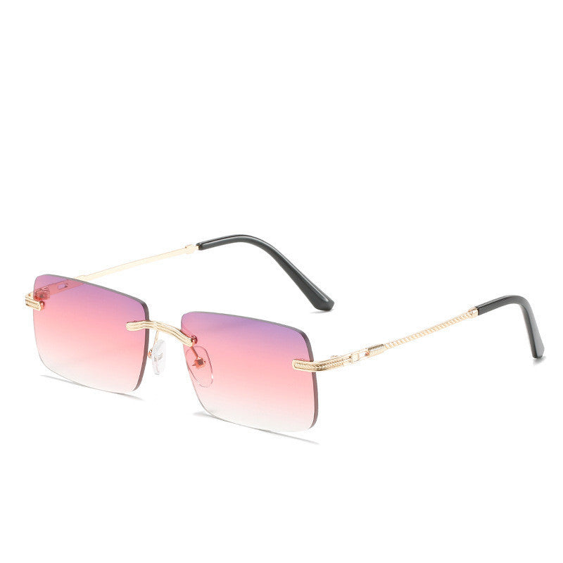 Frameless Square Fashion Sunglasses Men And Women Metal Sunglasses