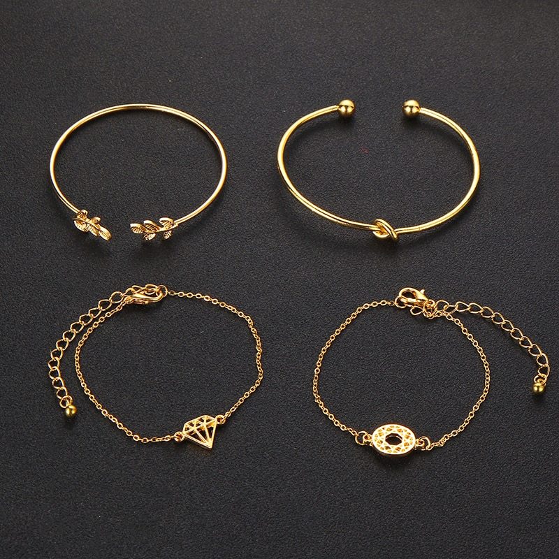 Leaf Knot Hand Cuff Link Chain Charm Bracelet Bangle For Women Gold Bracelets  Jewelry 6115