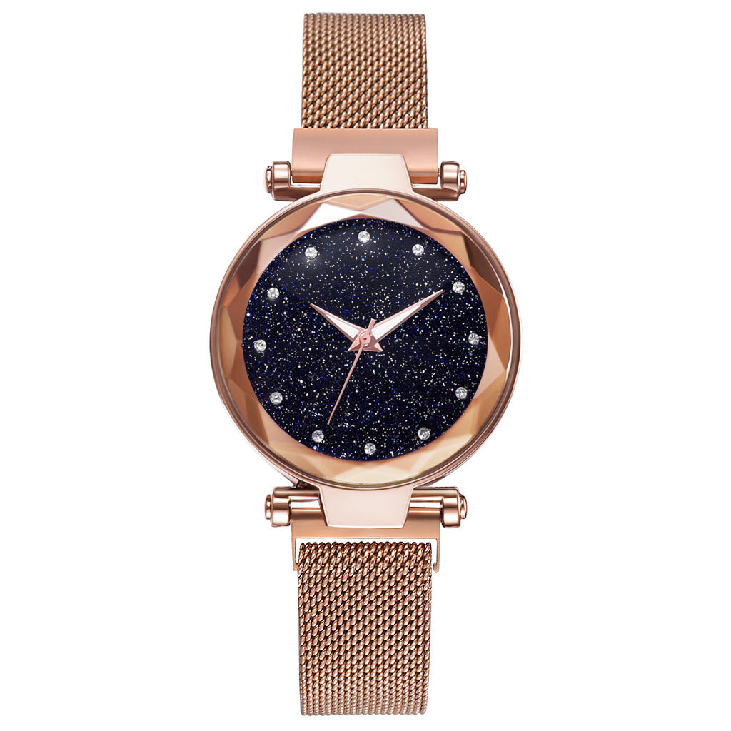 Luxury Women Watches Bracelet Set Fashion Elegant Magnet Buckle Ladies Starry Sky Watch Set