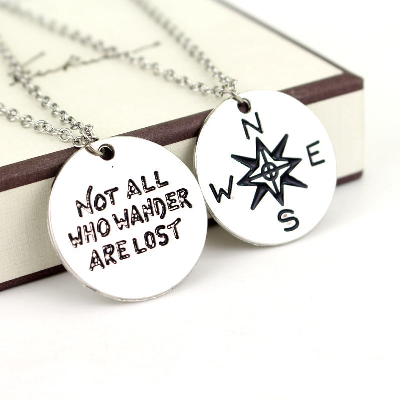 Compass compass letter necklace