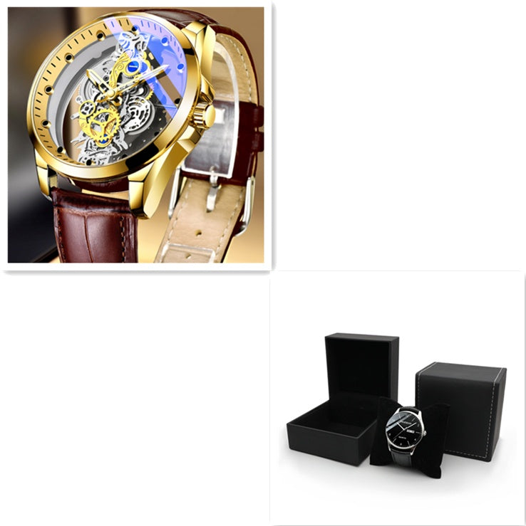 Men Watch Skeleton Automatic Quartz Watch Gold Skeleton Vintage Mens Watches