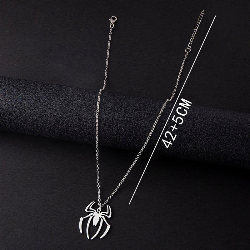 Punk Halloween Stainless Steel Necklace Gothic Ghost Spider Pendant Necklaces For Women Men