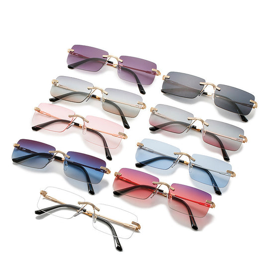 Frameless Square Fashion Sunglasses Men And Women Metal Sunglasses