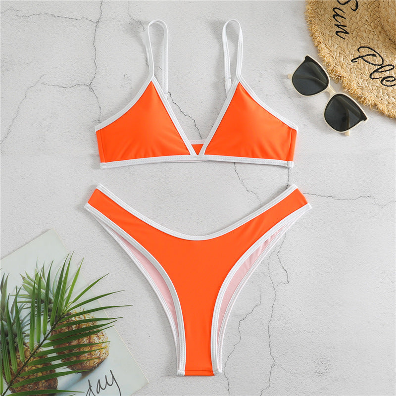 Europe And The United States Sexy Bikini Ladies Swimsuit Solid Color Triangle BIKINI