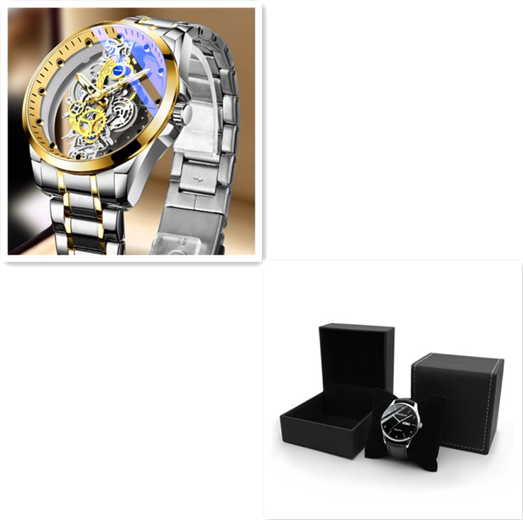 Men Watch Skeleton Automatic Quartz Watch Gold Skeleton Vintage Mens Watches