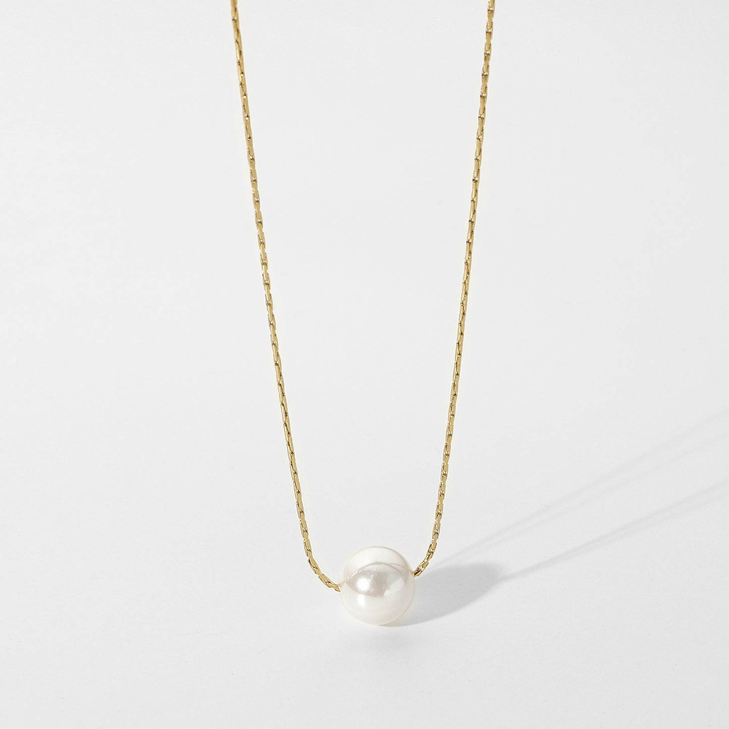 Simple 14K Stainless Steel Pearl Necklace