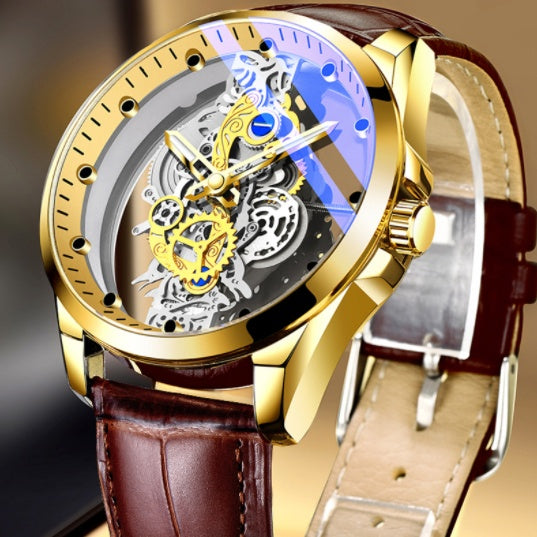 Men Watch Skeleton Automatic Quartz Watch Gold Skeleton Vintage Mens Watches