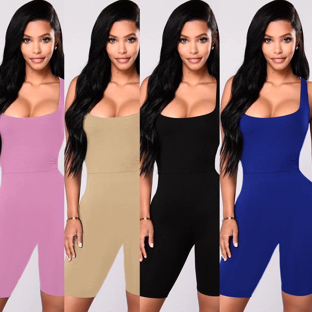 Women's Square Collar Tight Jumpsuit