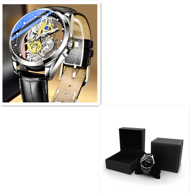 Men Watch Skeleton Automatic Quartz Watch Gold Skeleton Vintage Mens Watches