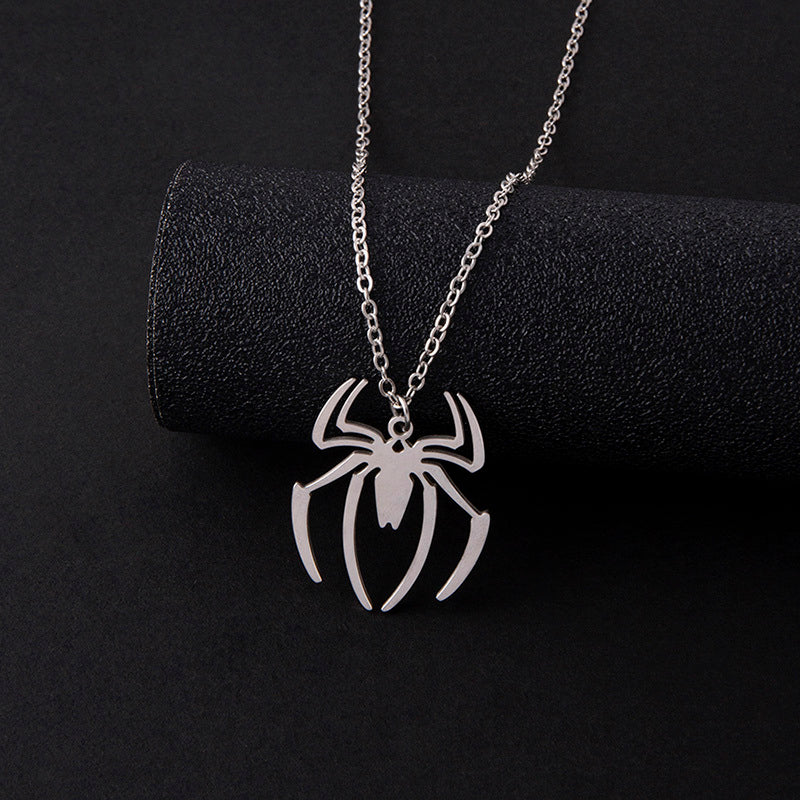 Punk Halloween Stainless Steel Necklace Gothic Ghost Spider Pendant Necklaces For Women Men