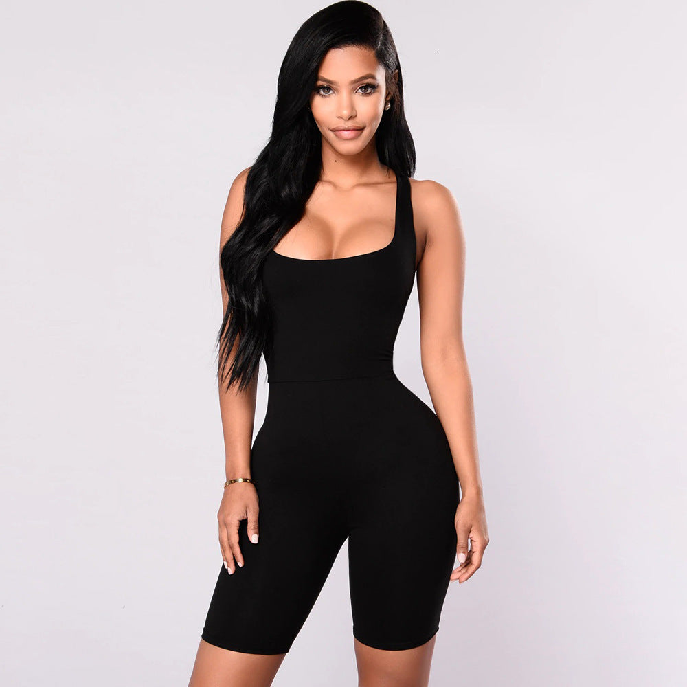 Women's Square Collar Tight Jumpsuit