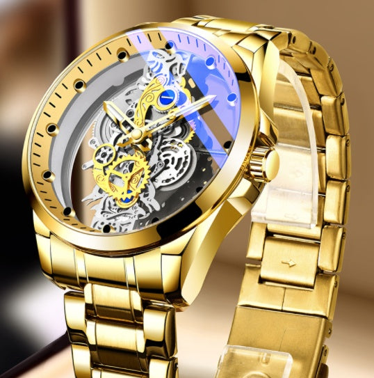 Men Watch Skeleton Automatic Quartz Watch Gold Skeleton Vintage Mens Watches