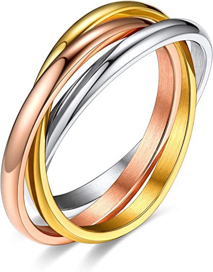 Three-ring Rotating Ring For Couple Creative Personalized Rings Women Geometric