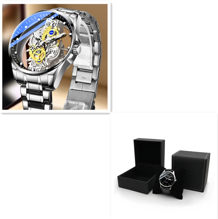 Men Watch Skeleton Automatic Quartz Watch Gold Skeleton Vintage Mens Watches